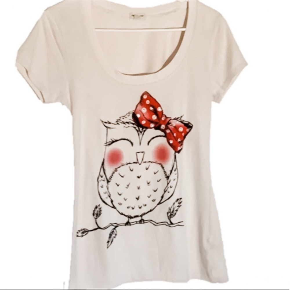 AS-IS Owl Graphic Scoop Neck Tee Large - Picture 2 of 11